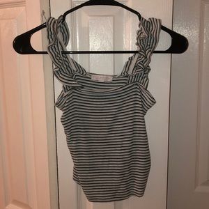 AE cute ruffled, striped tank top